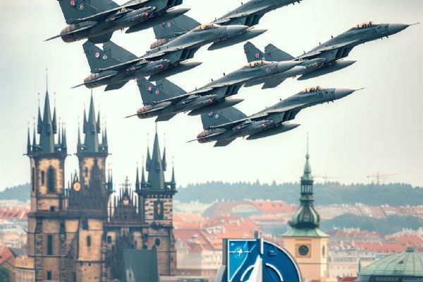 Stíhačky slavnostně nad Prahou: Připomínka 25 let česko-německé spolupráce a NATO členství