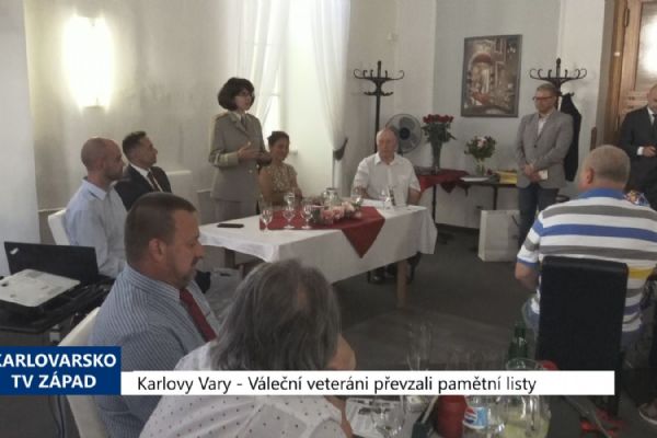 Karlovy Vary: Váleční veteráni převzali pamětní listy (TV Západ)