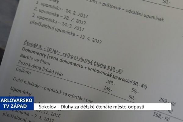 Sokolov: Dluhy za dětské čtenáře město odpustí (TV Západ)