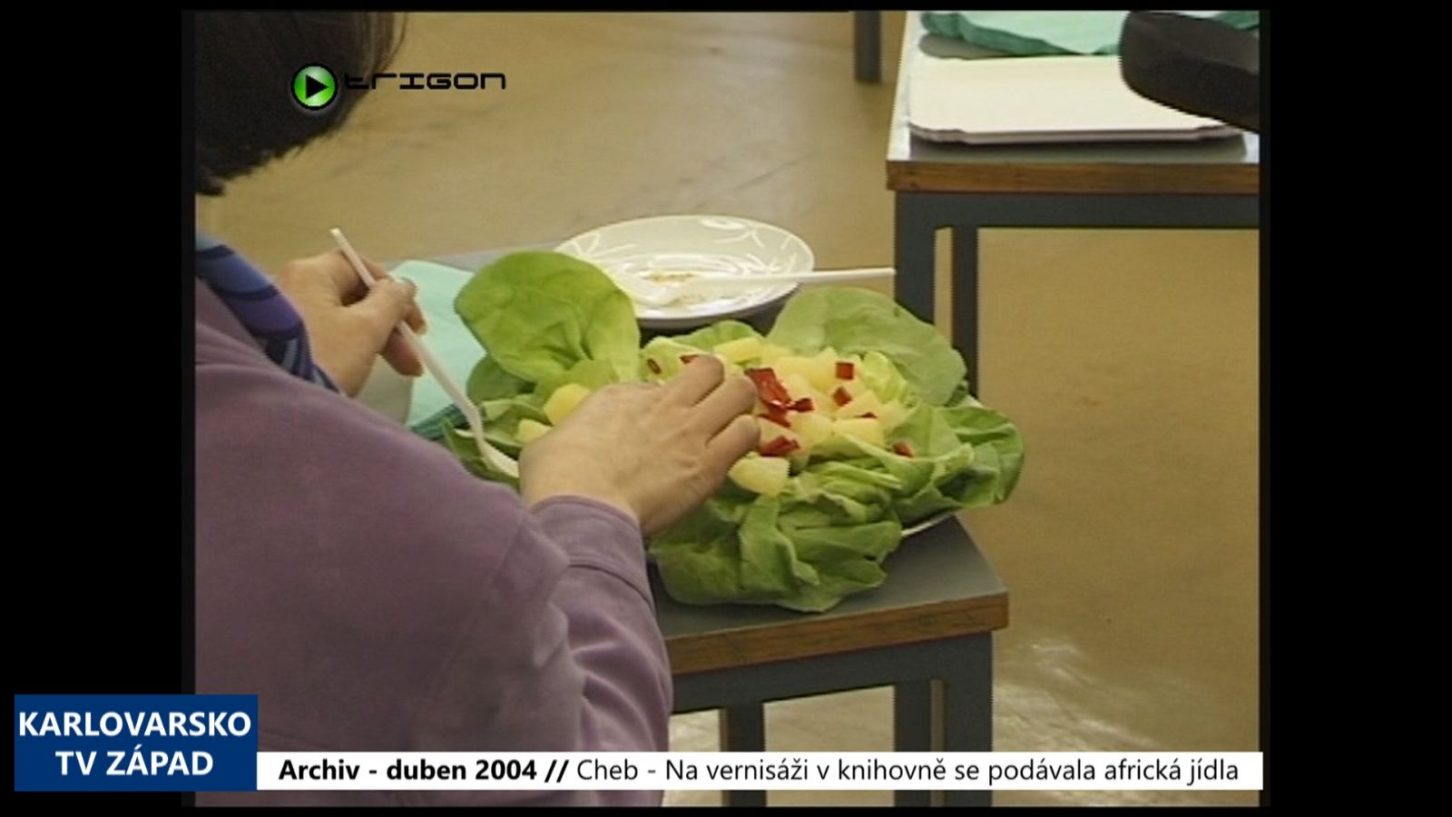 2004 – Cheb: Na vernisáži v knihovně se podávala africká jídla (TV Západ)