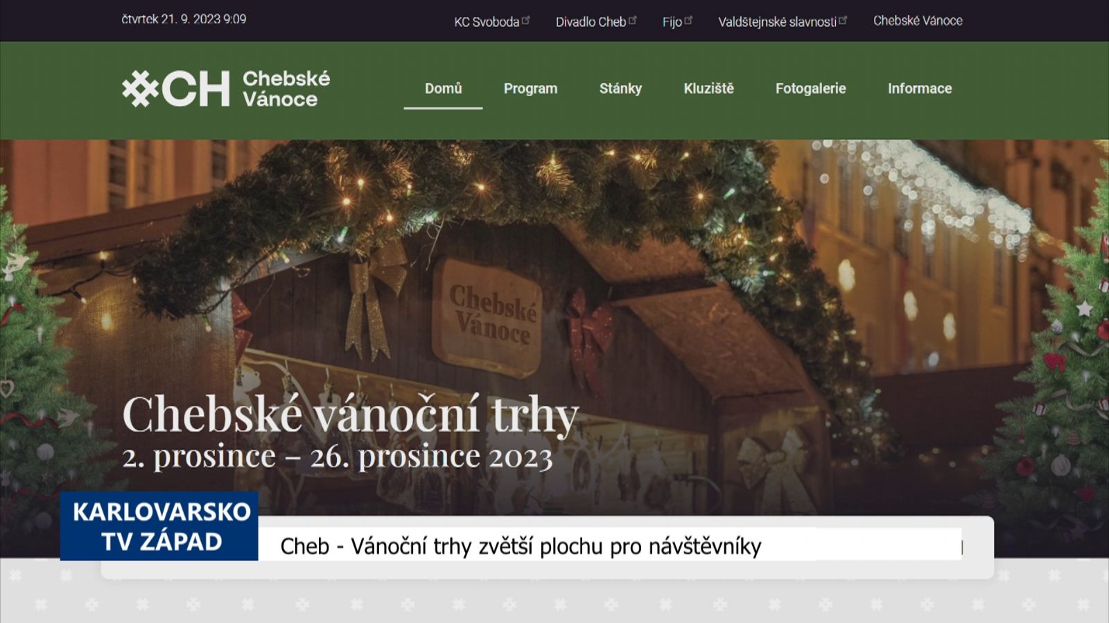 Cheb: Vánoční trhy zvětší plochu pro návštěvníky (TV Západ)