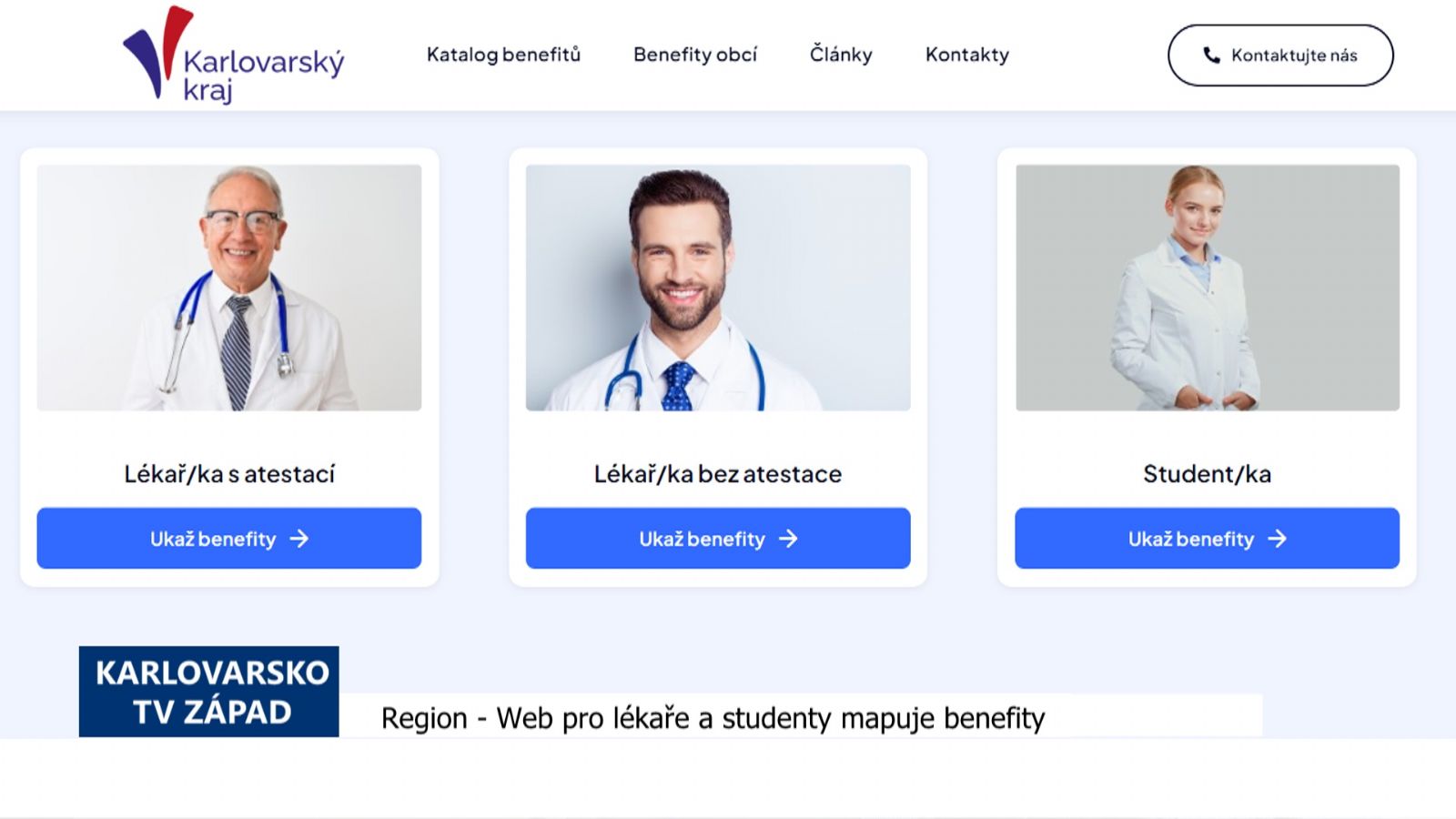 Region: Web pro lékaře a studenty mapuje benefity (TV Západ)
